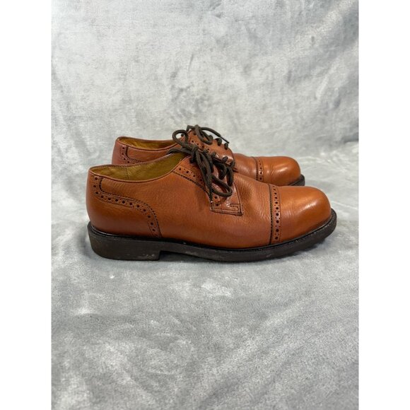 Florsheim Comfort mens shoes 7.5 Oxford Tech Ortholite Brown Leather Cap Toe - Picture 1 of 14